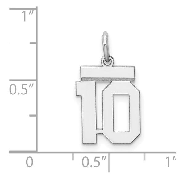 Sterling Silver, Athletic Collection, Small Polished Number 10 Pendant - Picture 4 of 5